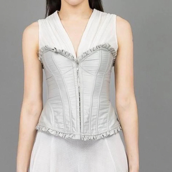 Victoria’s Secret silver corset with a crisscross ribbon backingWomen’s…